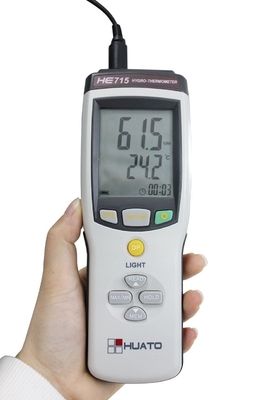 中国 HE715シリーズ調査9V電池が付いている手持ち型のデジタル体温計の湿度計  サプライヤー